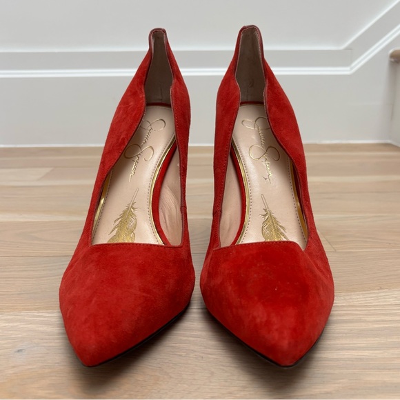 Jessica Simpson Curvy Red Suede Stiletto Pumps - Size 11 - Picture 4 of 6